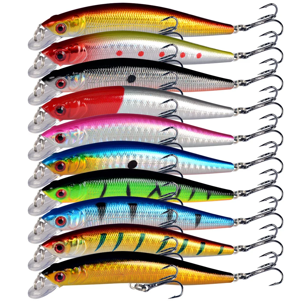 

10PCS/Lot Minnow 8.5g 9.5cm Fishing Lure Floating HardBait Pesca Tackle Jerkbait Swimbait Sinking Wobbler Artificial Bait