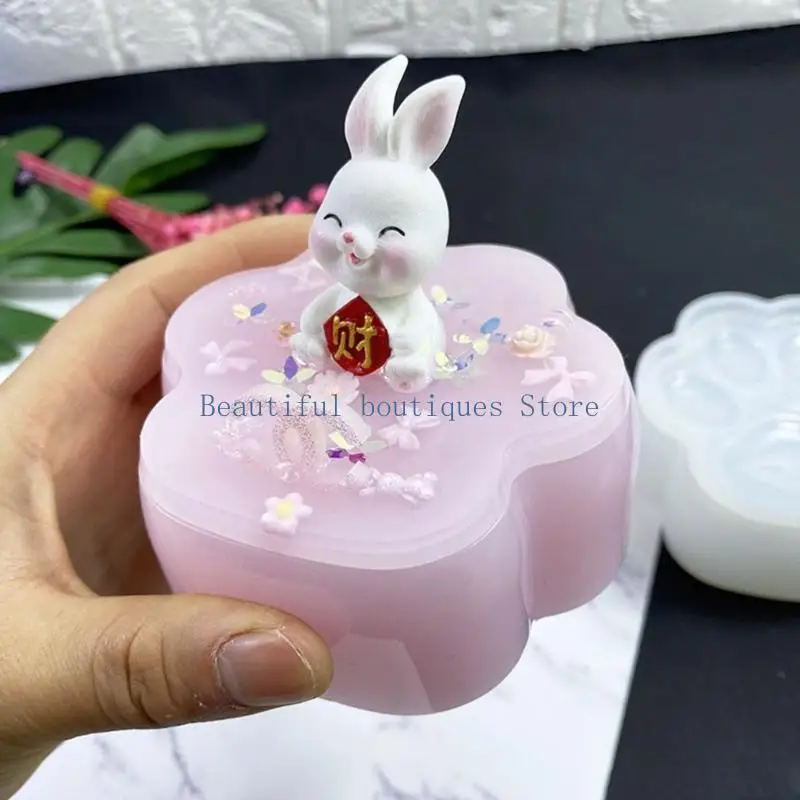 U4LF Cat-paw Box Mold for Resin Jewelry Box Resin Mold Storage Box Silicone Mold