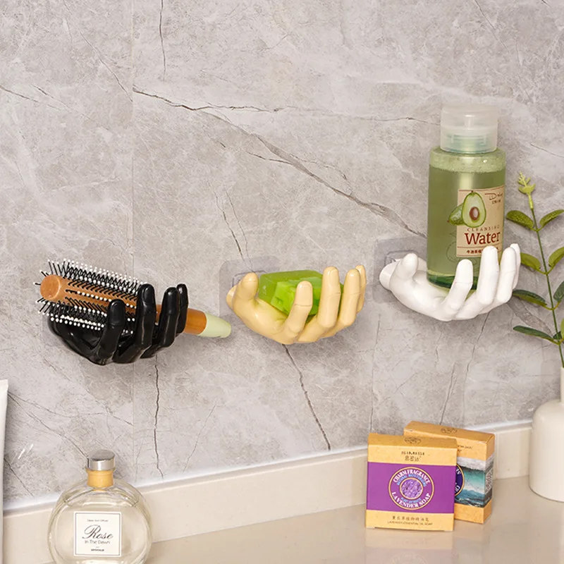 Hand Shaped Wall Hook No Drilling Required Bathroom Soap Rack Key Headphone Holder Tissue Holder Strong Home Wall Storage