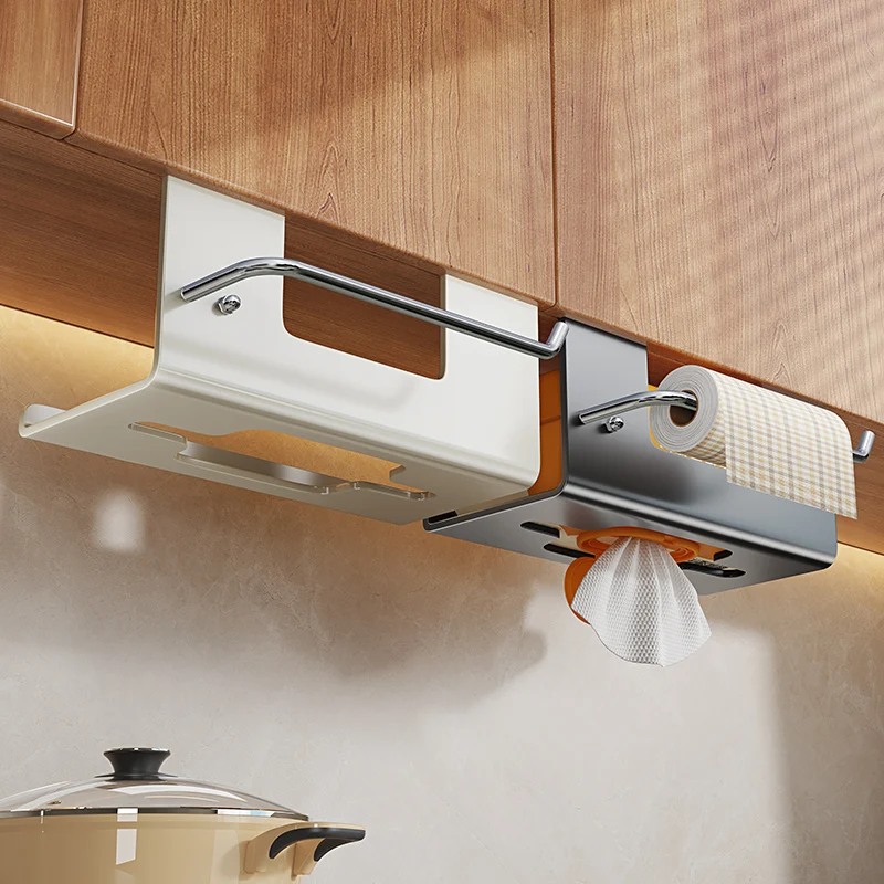 

Thickened stainless steel kitchen wet wipe storage box, tissue holder, wall-mounted tissue box, storage, cloths, cling film