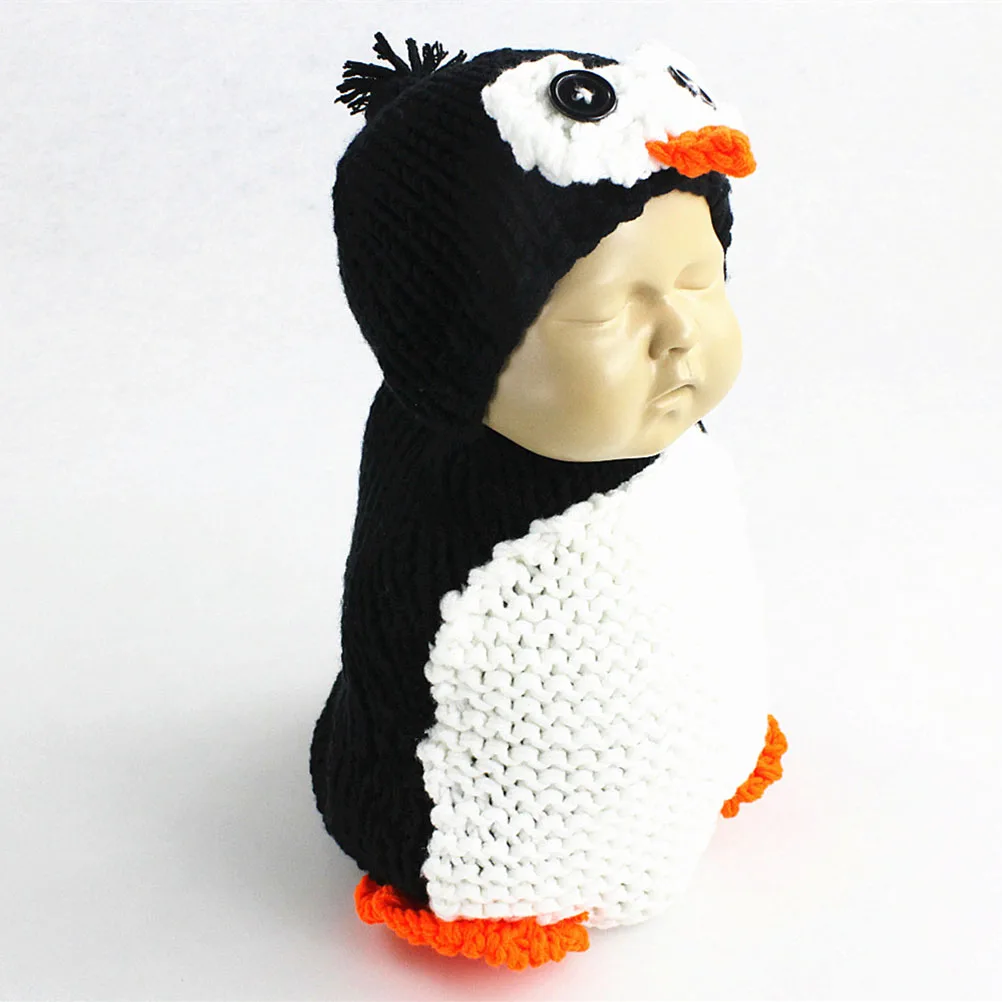 

Newborn Baby Photography Props Penguin Cartoon Style Clothing Set Hand-knitted Crochet Baby Photography Suit Outfits Costume for