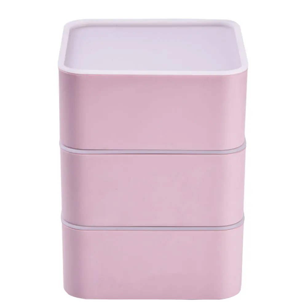 

3 PCS Storage Box Lids Pink Bins Drawers Small Desk Organizer with Plastic Desktop