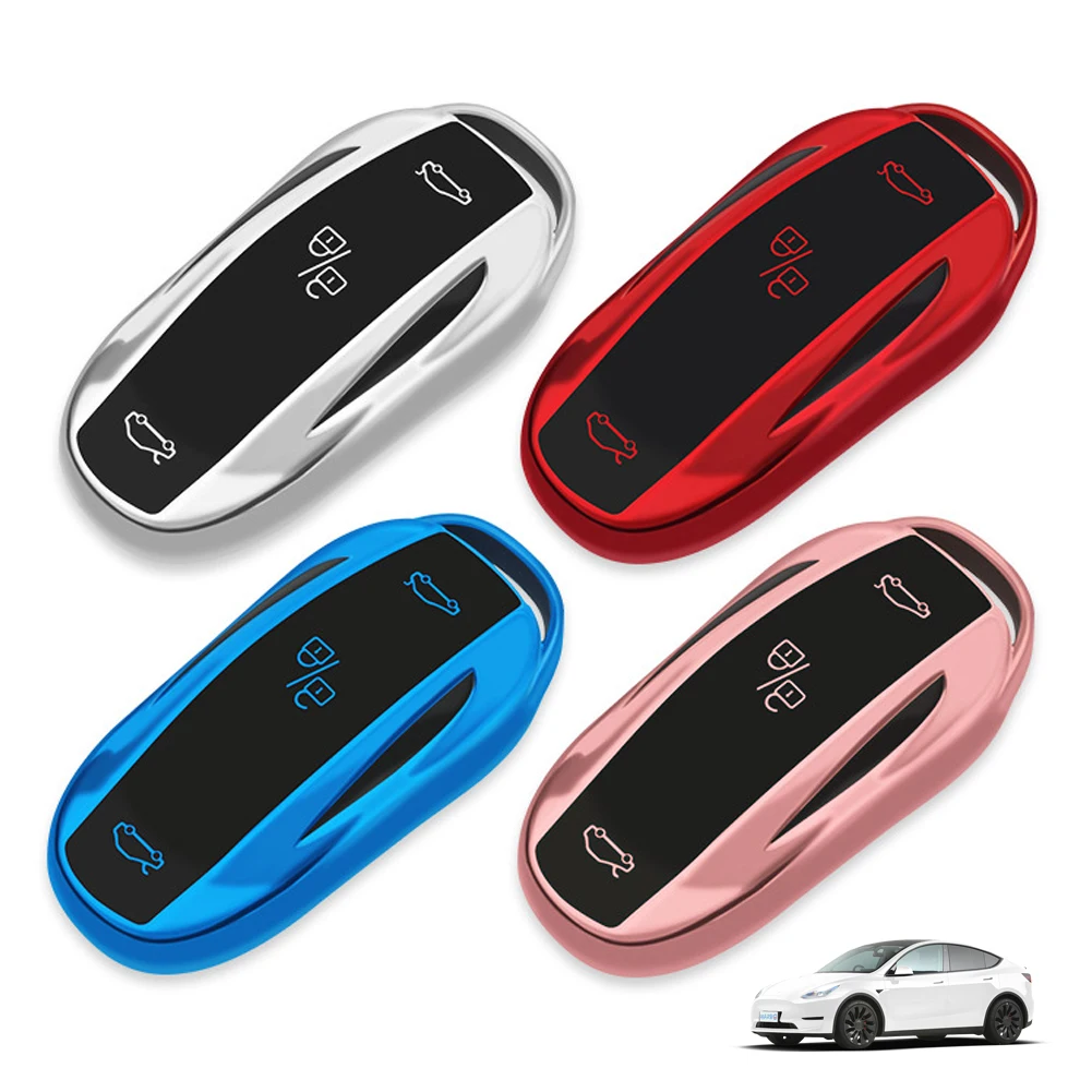 Leather TPU Car Smart Key Cover Case Fob for Tesla Model X Model S Model 3 Model Y Key Shell Bag Holder Protector Accessories