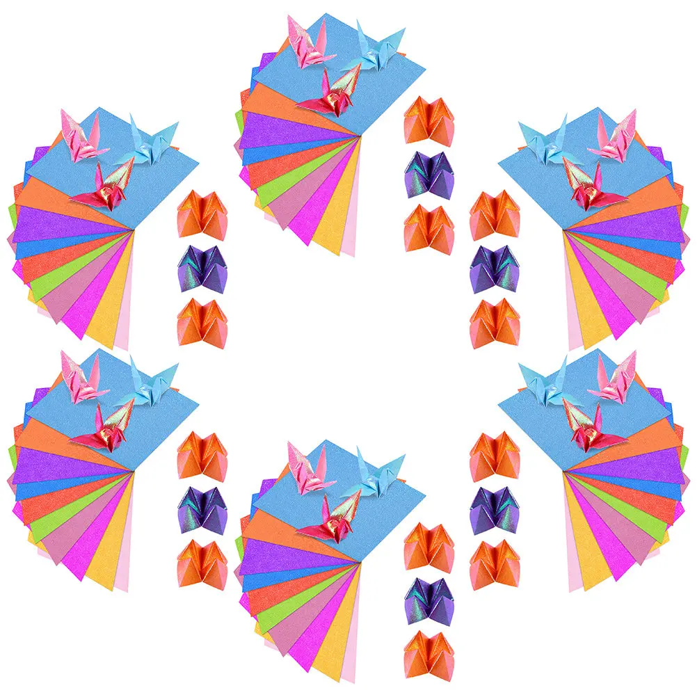 300Pcs Pearlized Origami Paper Square DIY Folding Sheets for Kids Crafts Handicraft Projects School Activities Children Learning