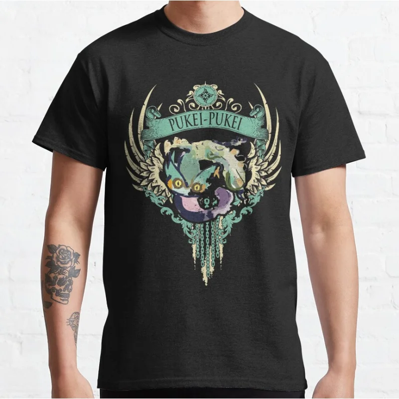 

PUKEI-PUKEI 0220 Monster hunter world gift t shirt for men Cartoon Video game MHW Graphic Tee Y2K Clothes All size tops S-6XL