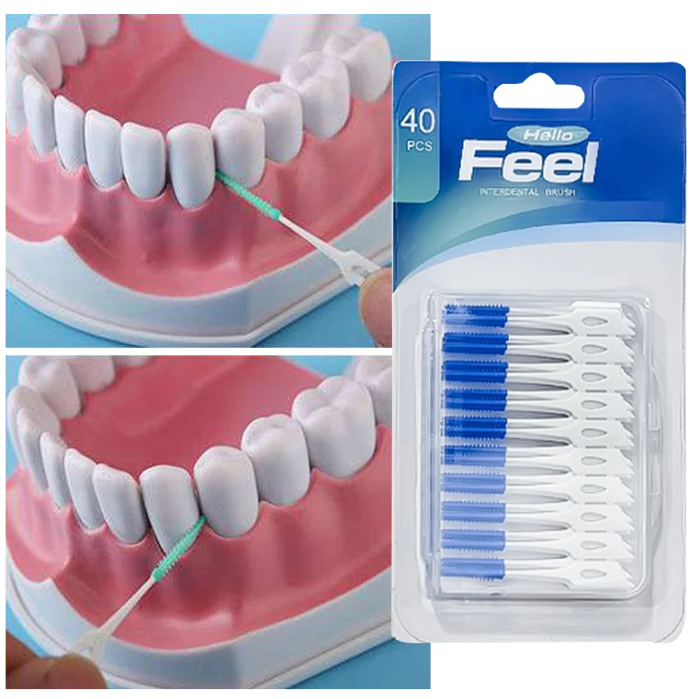 Weiche Silikon Interdentalbürsten 40Pcs Zähne Reinigung Zahnstocher Pinsel Tragbare Oral Hygienische Reinigung Werkzeuge Großhandel