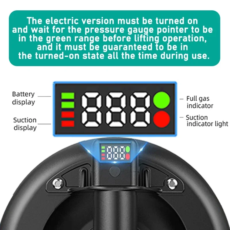 Ventouse sous vide électrique, capacité de charge de 250kg, levage manuel Powerfu, élévateur sous vide rapide pour granit, carrelage, verre, 8 pouces