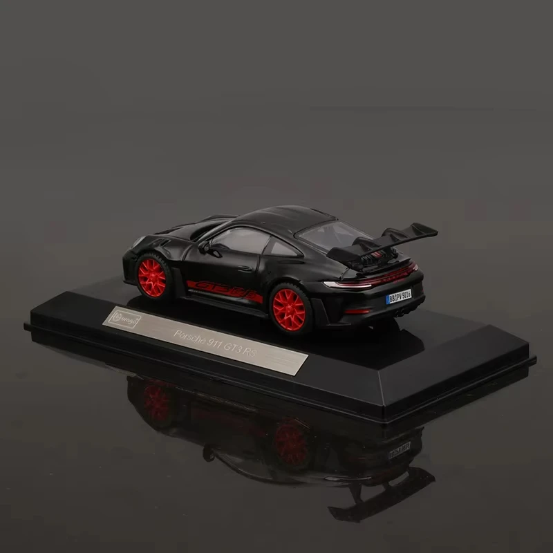 متوفر 1:43 Bburago Porsche 911 GT3 RS غطاء غبار بورش 963 صندوق أكريليك 24 ساعة لو مان بطل رالي سبيكة سيارة لعبة مجسمة هدية