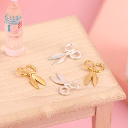2Pcs 1:12 Dollhouse Miniature Metal Scissors Model Silver/Gold House Furniture Decor Toy
