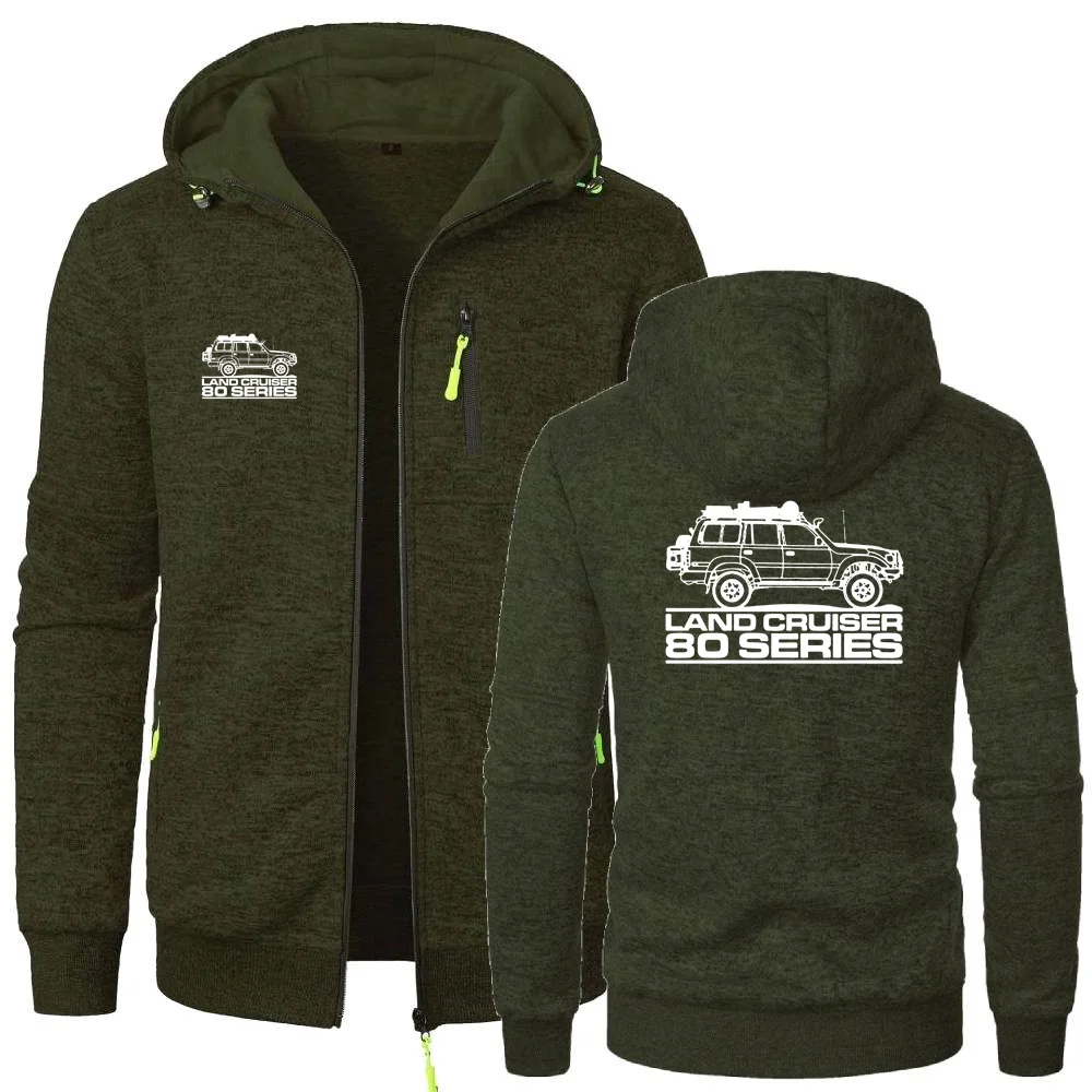 Men's Hoodies Cars Land Cruiser 80 Serles Cross Country Vehicle Sweatshirts Leisure Cardigan Men Hooded Pullovers Zipper Hoodies