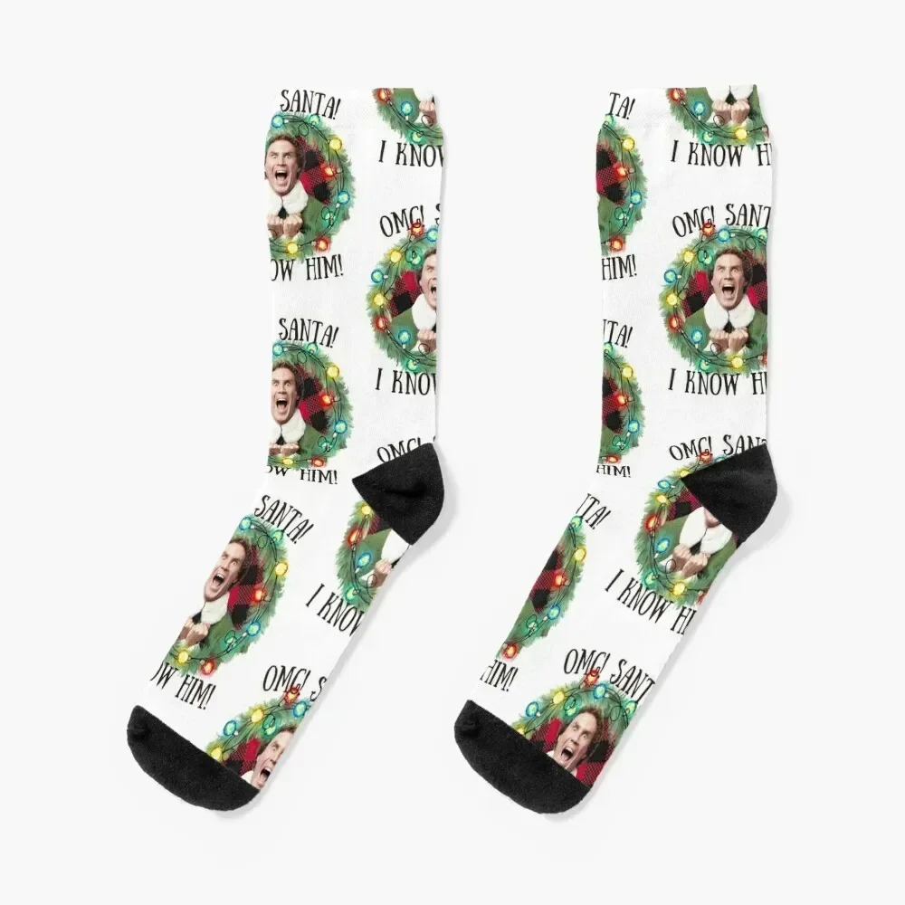 

Buddy the Elf OMG! Santa I Know Him Socks floor Children's funny sock ankle Men's Socks Luxury Women's