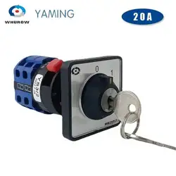 YMW26 LW26-20YS3/2S Single Hole With Key Universal Selector Two Poles 2 Positions 0-1 OFF-ON Power Supply 20A Rotary Cam Switch