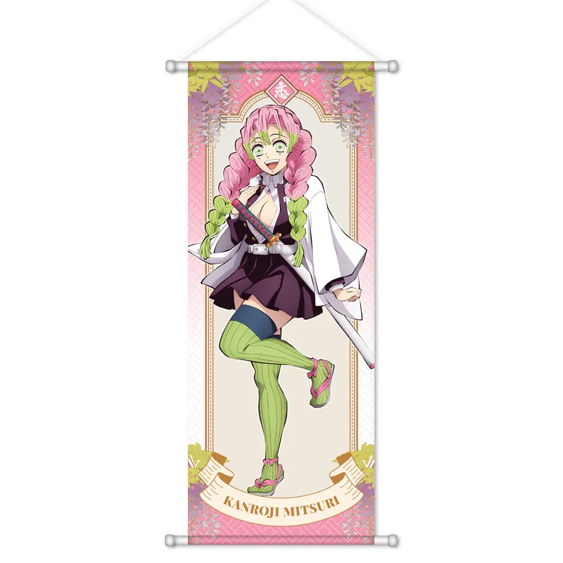 Dämonentöter Anime periphere hängende Malerei Seidenposter Tanjiro Nezuko Giyuu Mitsuri Love Scroll 2D Dekoration 72x28cm – Detail 10
