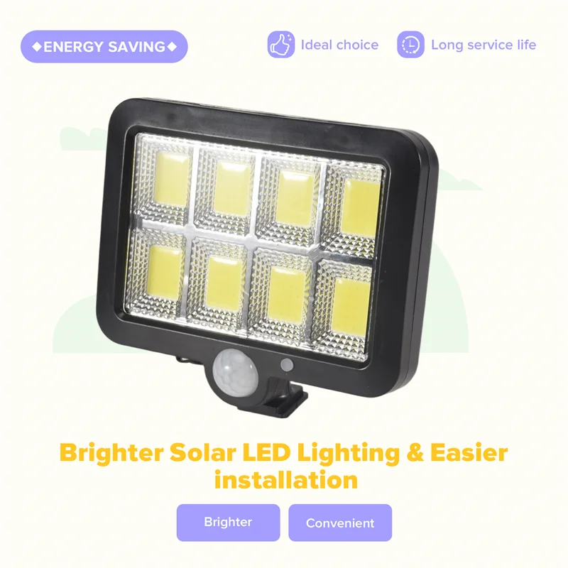 L72A-2Pc 2000 Lumen 160 Leds Solar Wall Lights IP65 Waterproof Wired Motion Sensor Security Flood Light 360 Degree Adjustable