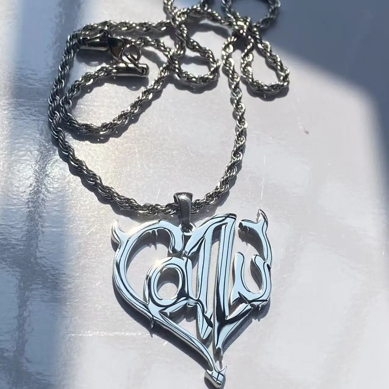 Premium Stainless Steel Pendant Necklace for Hip Hop Rap Singer Fans Gift Sweatshirt Accessory