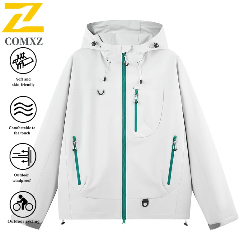 EIAO سوفتشيل سترة واقية الرجال النساء مقاوم للماء يندبروف الحرارية في الهواء الطلق المشي لمسافات طويلة التخييم الصيد معطف مقنع خفيف الوزن #6