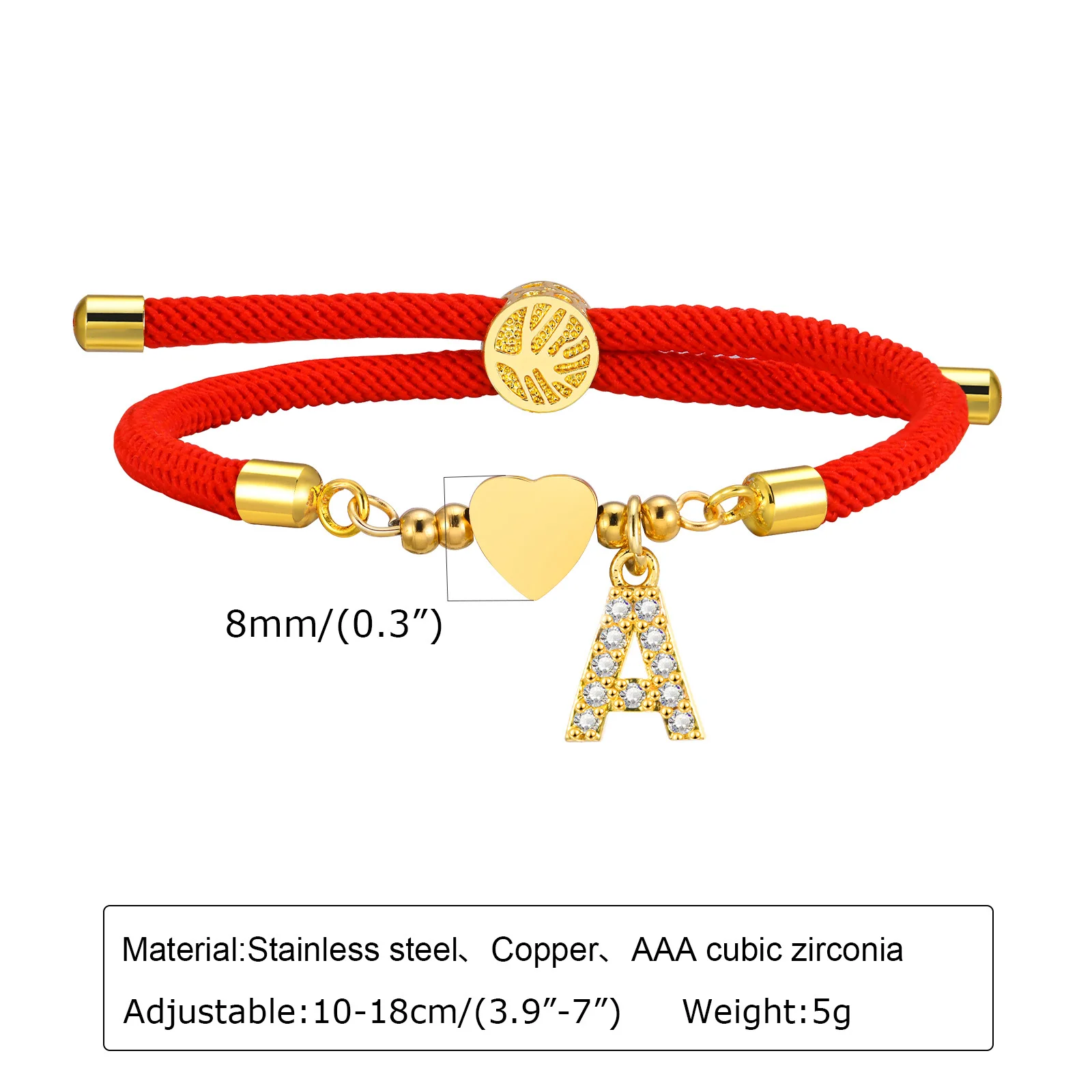Vnox Full CZ Stone Initial Charm Bracelets for Women, A-Z Letters Love Heart Bracelet with Life Tree Clasp, Custom Gift for Her