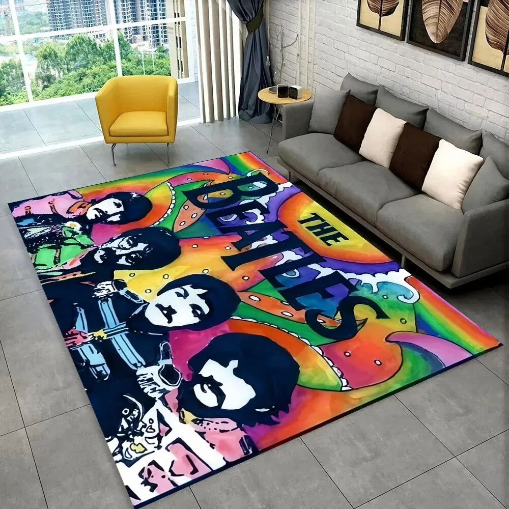 3D The B-Beatles Rock Band Star Carpet Rug for Bedroom Living Room Sofa Home Doormat Home Decor Area Rug Non-slip Floor Mat Gift