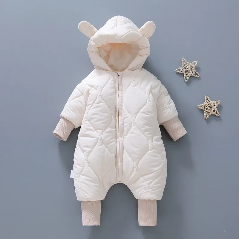 Infant Baby Jumpsuit Cotton-Padded Clothes Boys Girls Winter Padded Cotton Out Romper  Children Fashion Hooded Pajamas