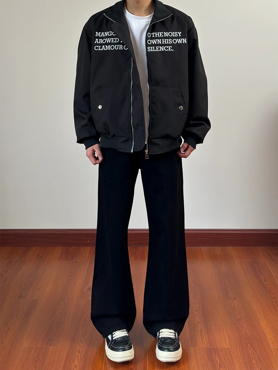 سترة طيران رجالية بياقة عالية وتطريز حروف على الطراز الأمريكي القديم، تصميم جديد متعدد الاستخدامات للرجال والنساء، ملابس خارج... #5