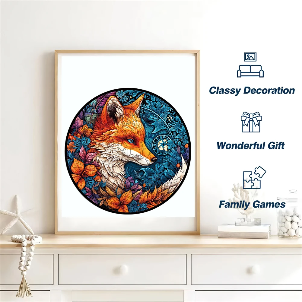 Fox Wooden Animal Puzzle DIY Crafts Brain Trainer Puzzle Game For Kids Adults Educational Wood Toy Gift Hell Difficulty Jigsaw