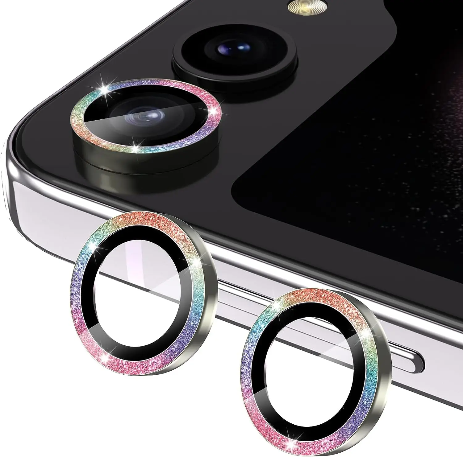 

for Samsung Galaxy Z Flip 5 Camera Lens Screen Protector Z플립5 케이스 Metal Tempered Glass Camera Cover for Galaxy Z Flip 5 5G