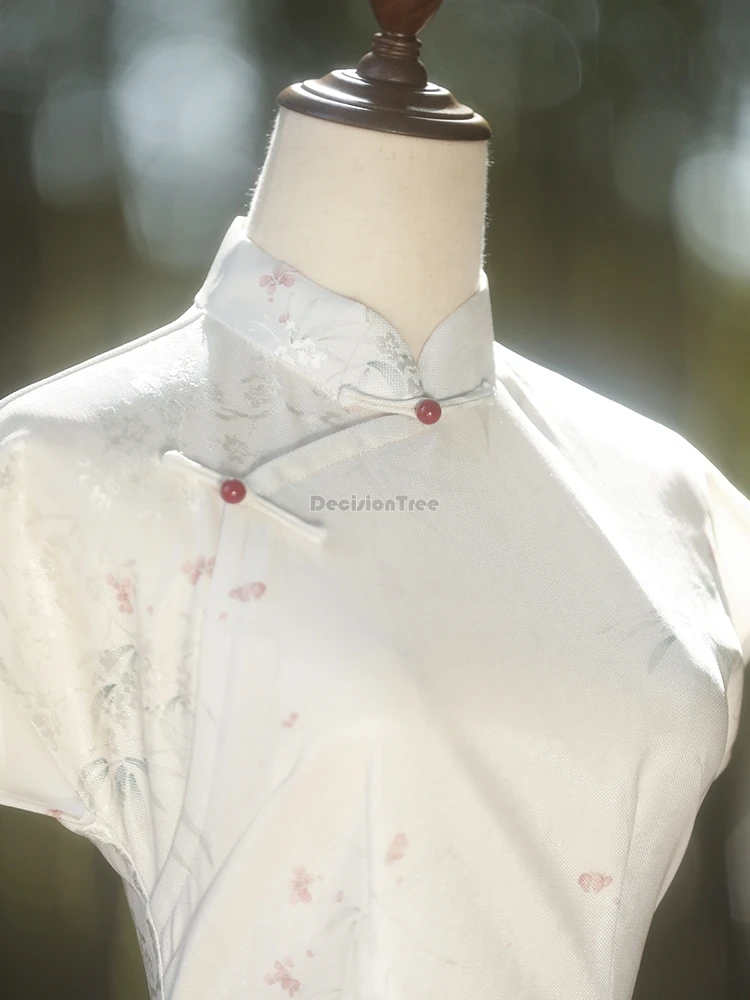 

2025 new chinese traditional retro style women stand collar long sleeve cheongsam summer daily wear slimming elegant qipao dress