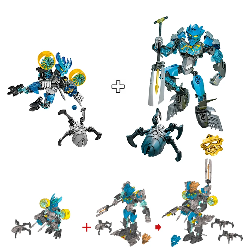 Gouden Masker Bionicle Ice Master Bouwstenen Beschermer Kopaka Anime Actionfiguren Soldaat Robot Steentjes Speelgoed voor Jongens Cadeaus