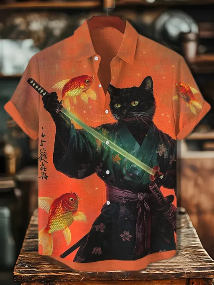 

New Hawaiian Shirts for Mens Short Sleeve Tops Japanese Style 3D Print Ukiyoe Wave Graphic Clothes Summer Streetwear Male Shirts