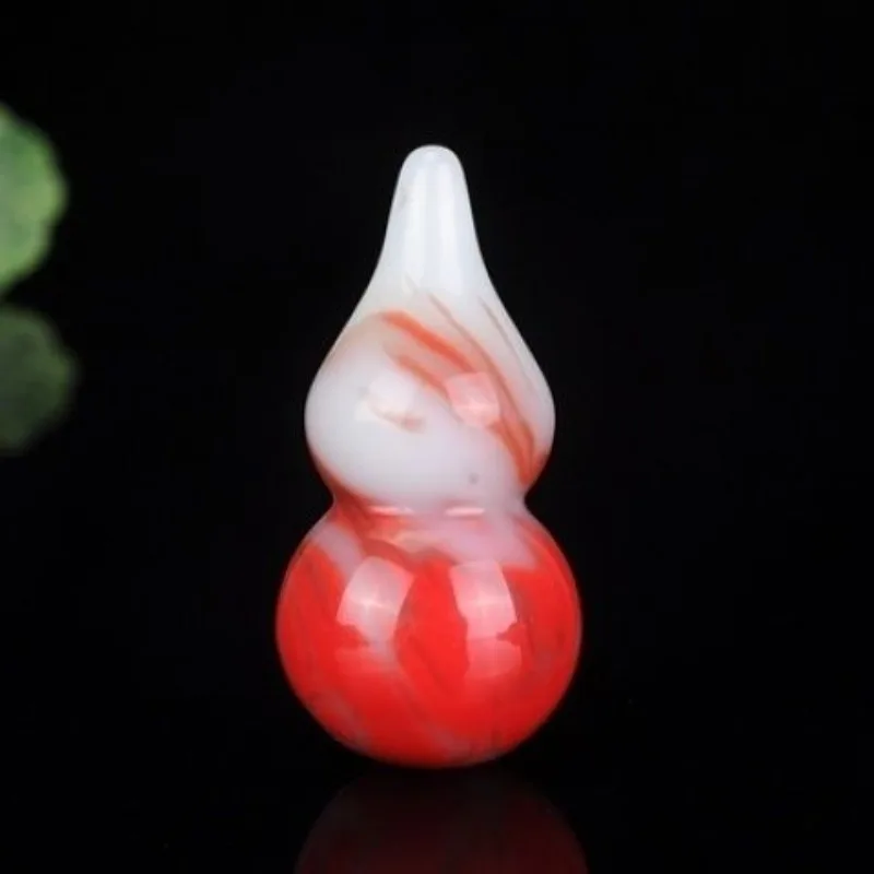 Hanging Gobi Jade Chicken Blood Jade Gourd Hand Handle Golden Silk Jade Chicken Blood Red Pendant