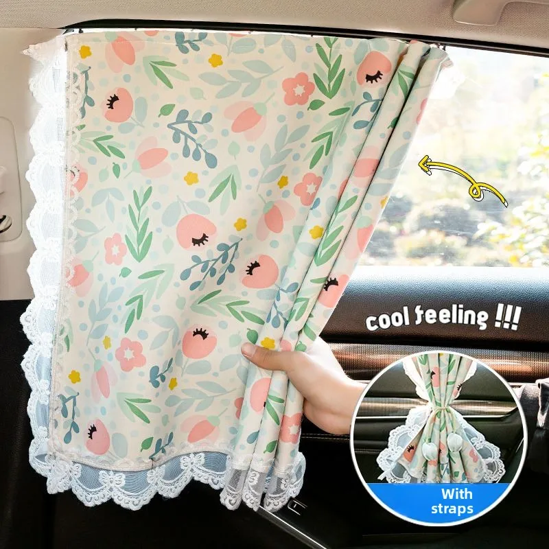 Car curtains, sunshade, track type sunscreen, heat insulation, car glass, side windows, small fresh baby, car shade