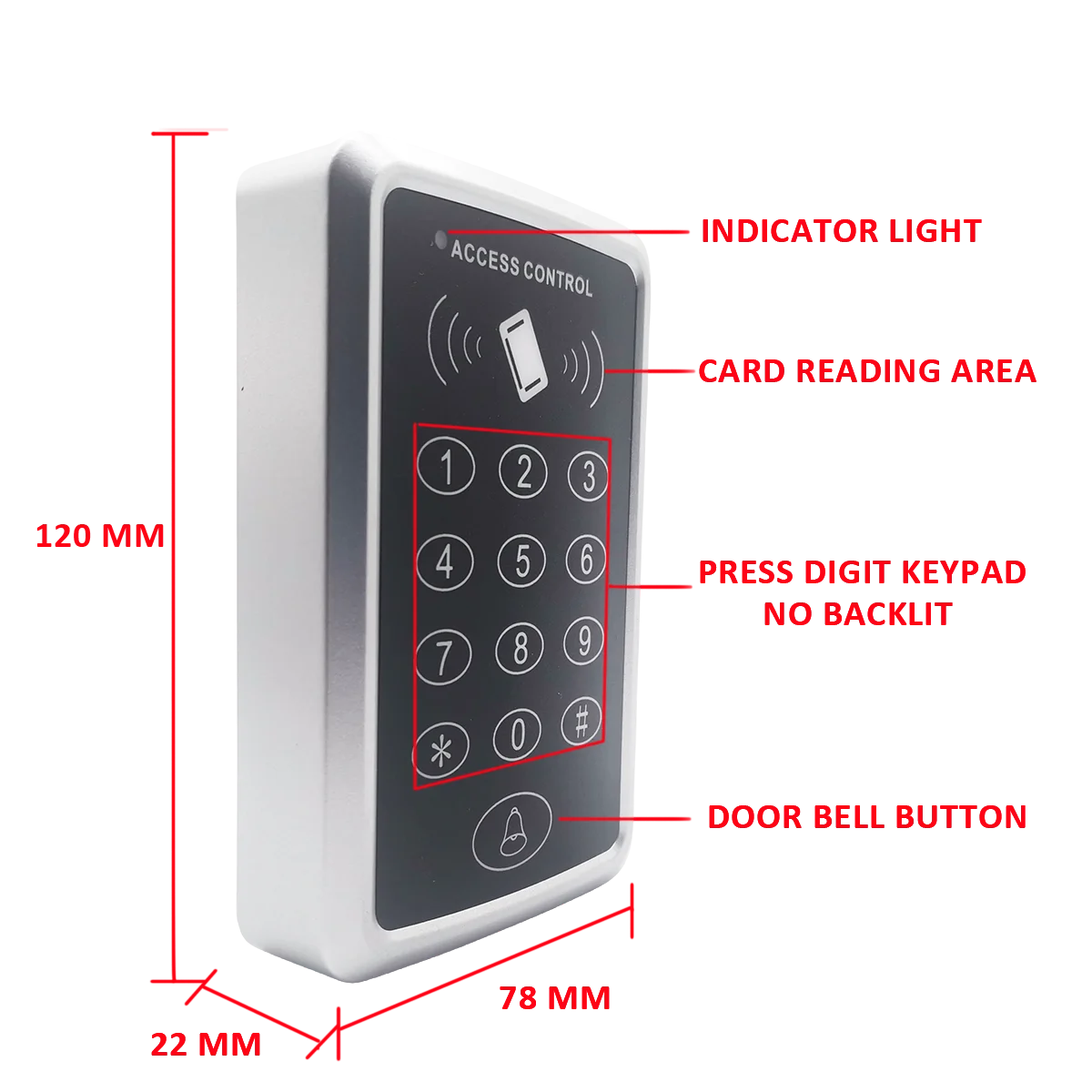 Sistema De Controle De Acesso, EM Teclado Cartão, ID Porta Abridor, Cartão De Proximidade, Rfid, 125kHz ou 13.56mhz