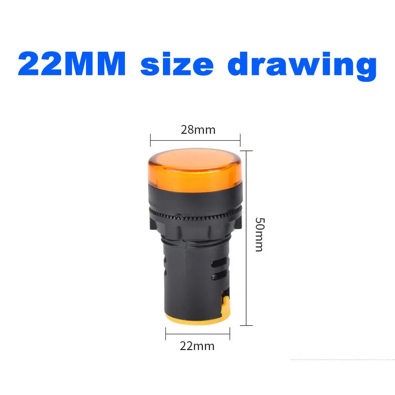 Lámpara de señal de plástico AD16-22DS, indicador de potencia pequeño de 16MM y 22MM, 6v, 12V, 24V, 36V, 110V, 220V, color rojo, verde, azul,