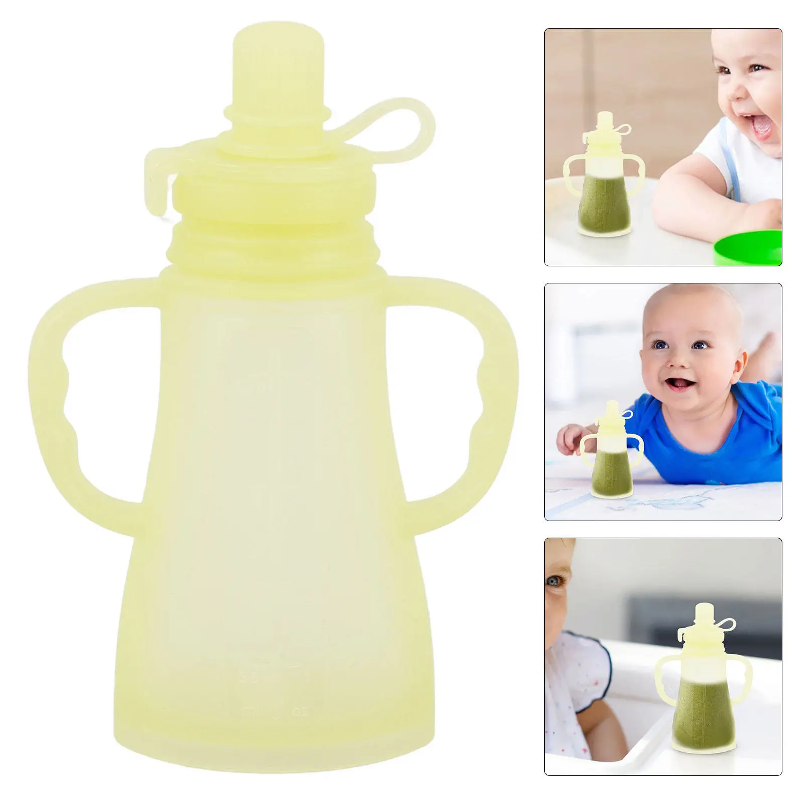 

Silicone Baby Food Pouches Reusable Refillable For Puree Yogurt Breast Milk Portable Feeding Easy Clean Multifunctional
