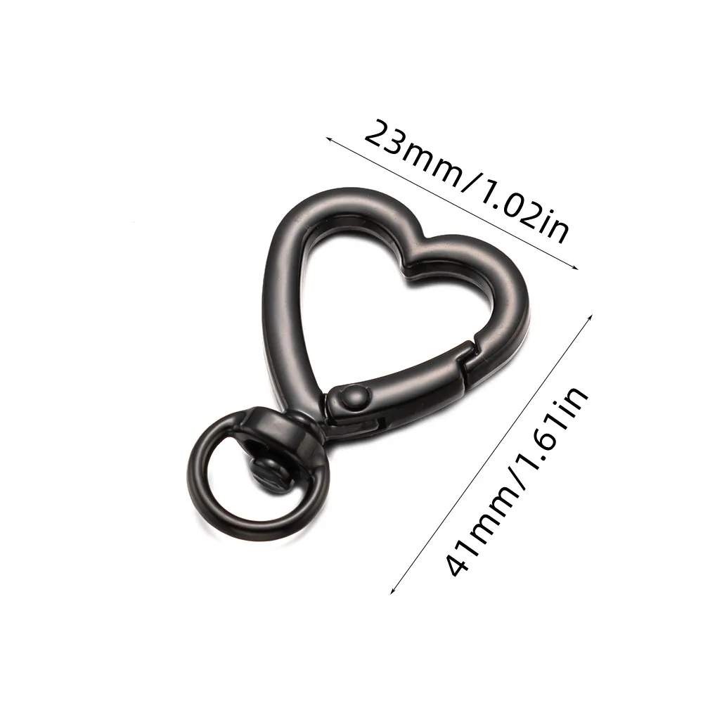 5pcs Metal Heart Swivel Lobster Claw Clasp Trigger Spring Keyring Buckle Snap Hook for DIY Keychain Jewelry Making Bag Accessory
