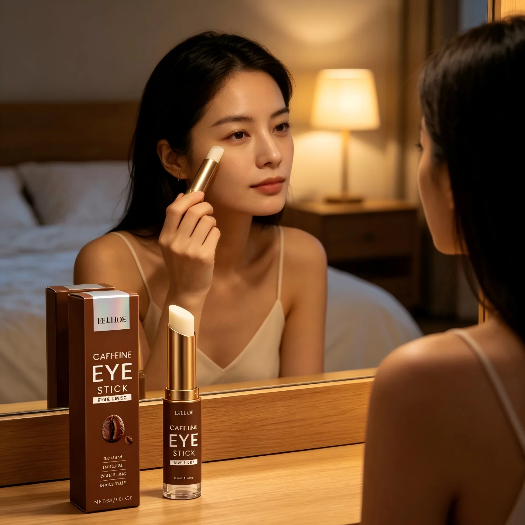 EELHOE Caffeine Eye Cream Stick Under Eye Dark Circle Remover Firm Skin Tightening Deep Hydration Anti Puffiness Eye Cream 3g
