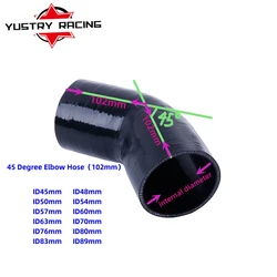 3-PLY Length:102mm 45 DEGREE ELBOW TURBO/INTERCOOLER/INTAKE SILICONE COUPLER HOSE ID(mm):45 48 50 54 57 60 63 70 76 80 83 89