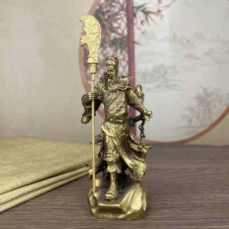 Brass 3D Yu Home Decor Vintage Statue Office Living Room Decoration Guan Gong Craft Metal Ornament