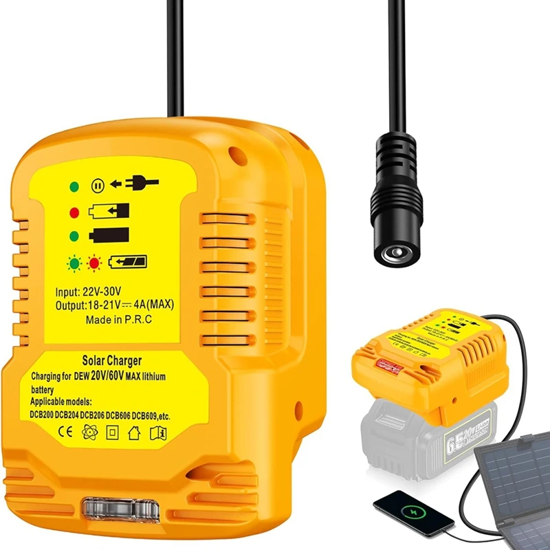 Solar Charger Adapter for 20V/60V Battery,Portable,Outdoor Work,Camping-A26I