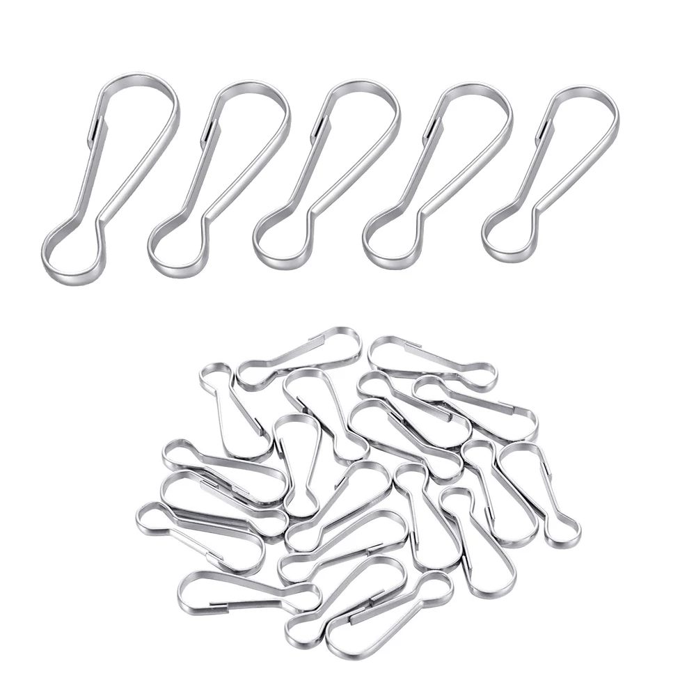 50pcs Metal Lanyard Snap Clip Hooks Stainless Steel 20/25/30/40/50mm Spring Gourd Buckle Connector Hooks Hardware Accessories