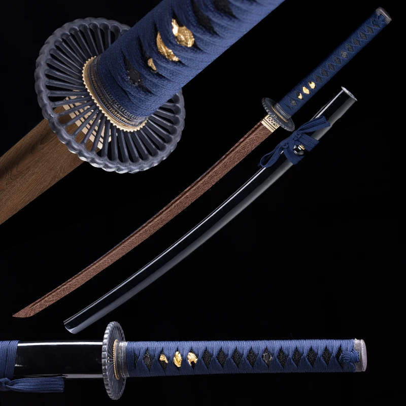 Katana Japanese Wooden Ninja Sword Handmade Full Tang Alloy Tsuba Cosplay Kungfu Training Props Home Decoration