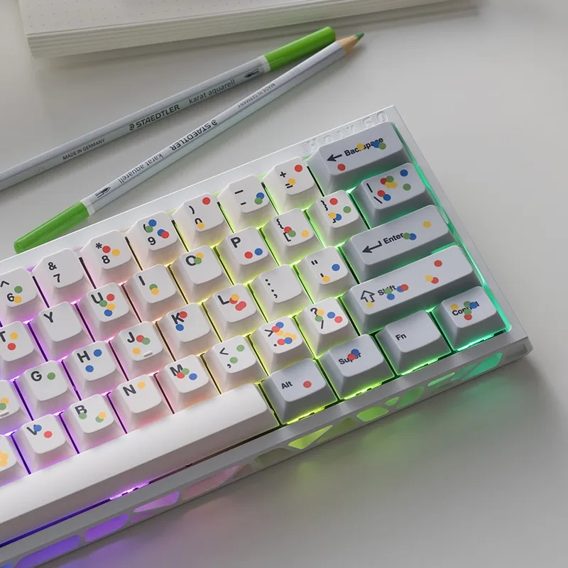

Retro Colorful Dot Theme Keycaps Set Customized PBT Sublimation Cherry Profile Keyboard Caps for Mechanical Keyboard Accessories