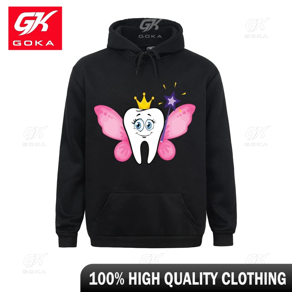 Cute Tooth Fairy Hoodies Men's Dentist Dental Dentistry Hygienist Vintage Basic Pocket Costume Clothes Adult Sweatshirts Unisex