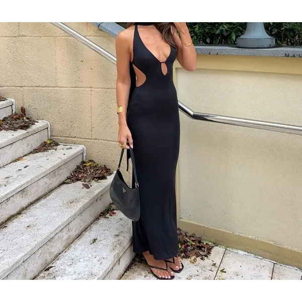 Vestido Sexy para mujer, falda ajustada sin mangas con corte bajo en la espalda, novedad de verano 2021, vestidos de moda para vacaciones