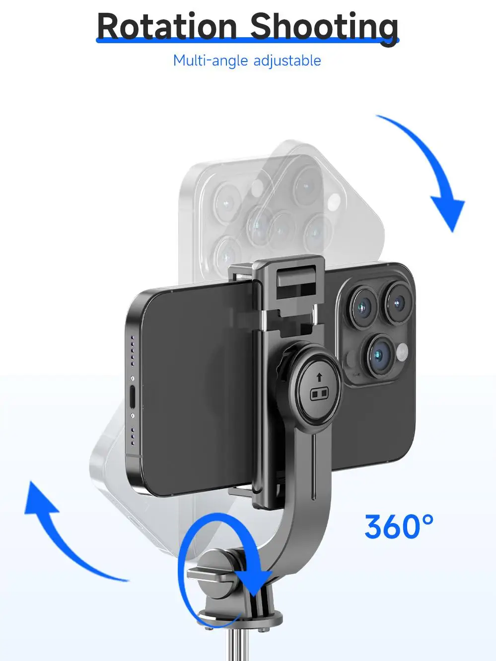 Suporte de tripé para bastão de selfie sem fio 360 °   Girevole com controle remoto removível dobrável para transmissão ao vivo do telefone celular do iPhone Tk