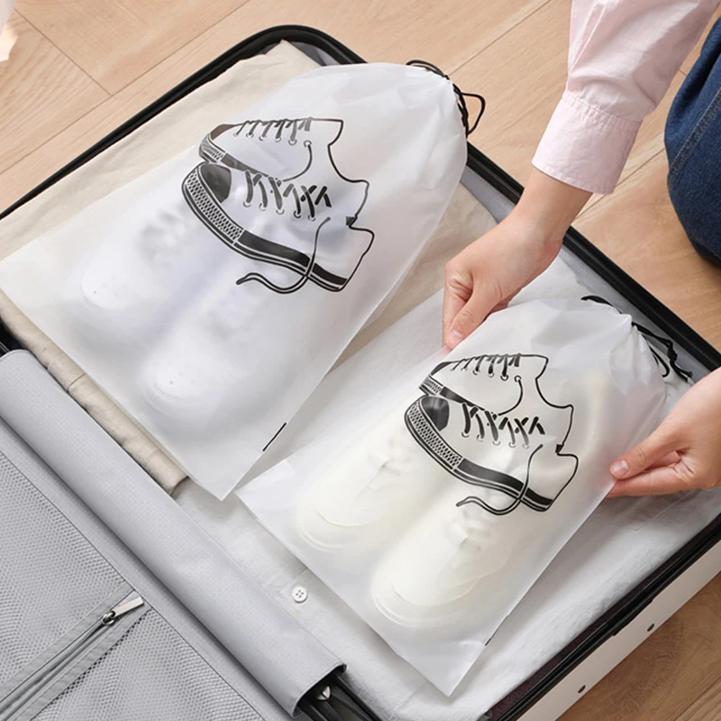 5/10Pcs Traveling Shoes Storage Drawstring Bag Reusable Portable Transparent Frosted Bags Waterproof Pocket Shoe Protector