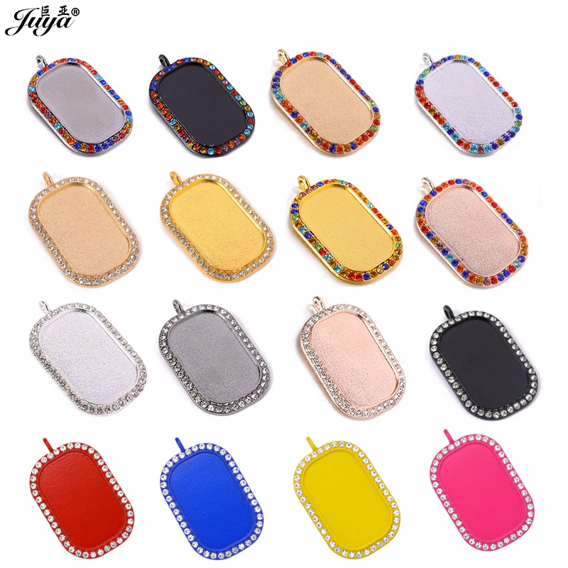 5pcs Tag Shape Pendant Cabochon Base 24x38mm Blank Tray Charms For Jewelry Making Supplies DIY Hip Hop Necklaces Accessories