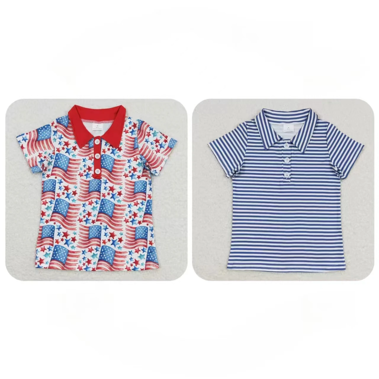 

Wholesale Baby Boy Summer Short Sleeves Stars Flags Stripes T-shirts Tee Children Kids T-Shirt Toddler July 4th Clothing