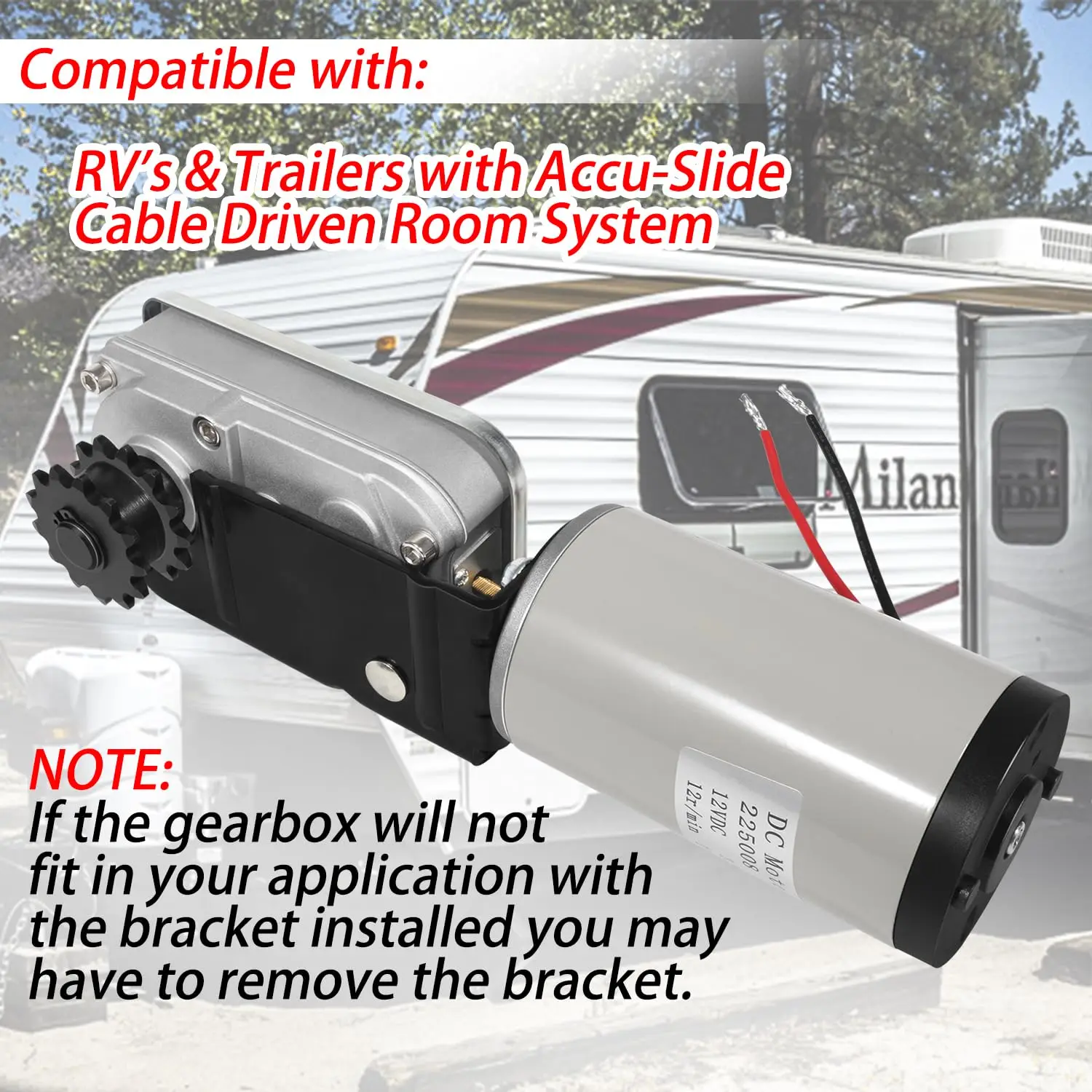 TML 225008 Motor & Gear Housing Compatible with RV\'s & Trailers with Accu-Slide Cable Driven Room System