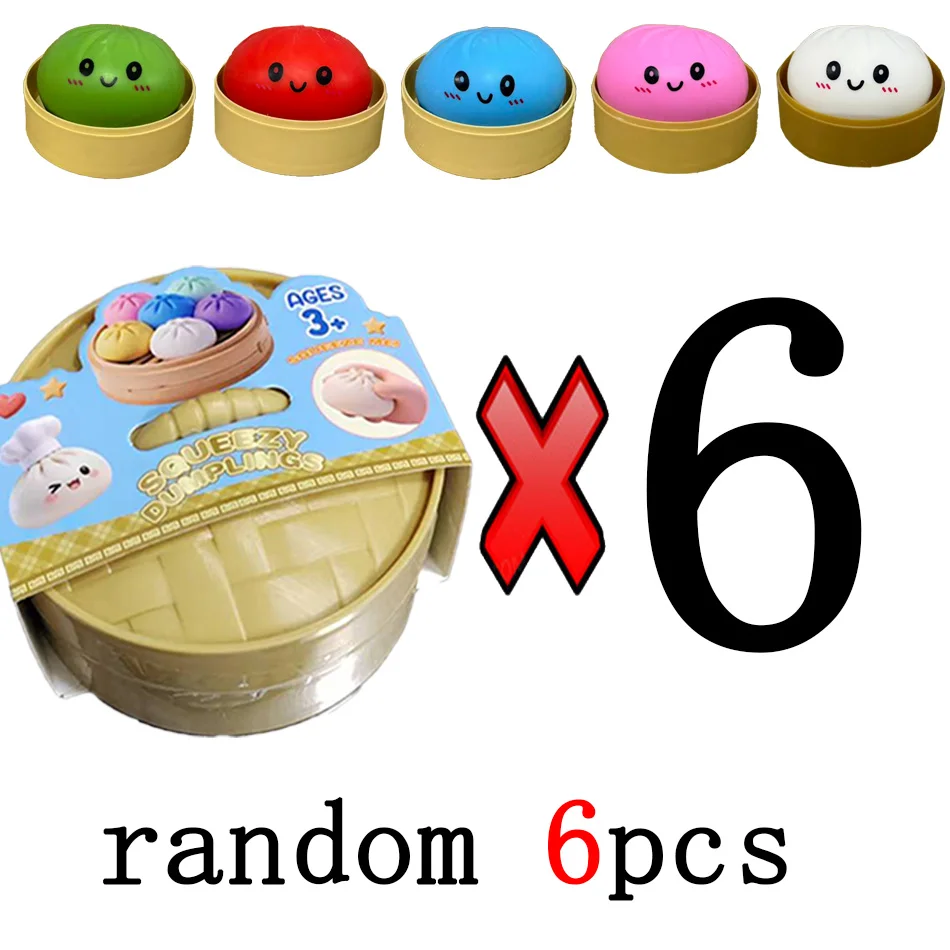 Glitzernde Dumpling Squishies Spielzeug-Box Bun Baozi Dumpling Mystery Box Bunte Lebensmittel-Squishies Sensorisches Fidget-Spielzeug Anti-Stress Quetschbälle
